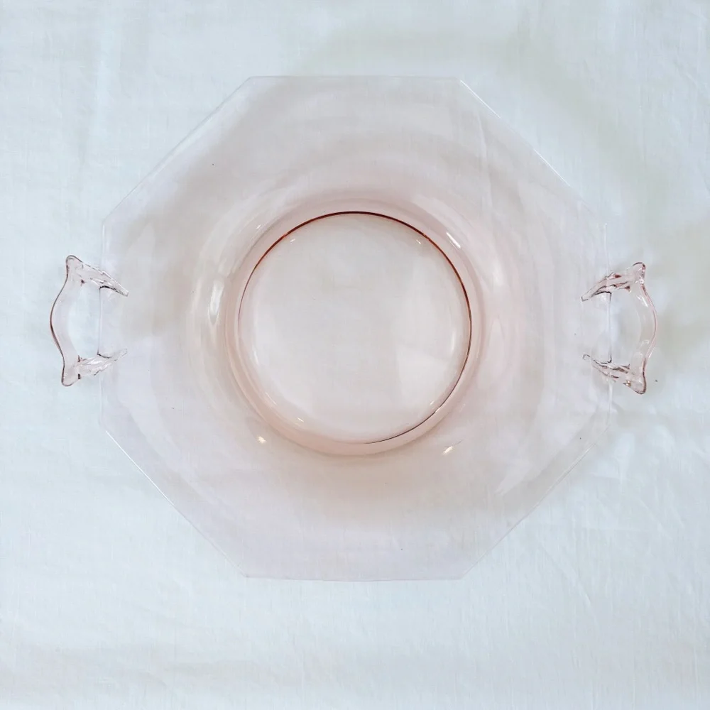 Vintage Pink Depression Glass Octagonal Serving Platter